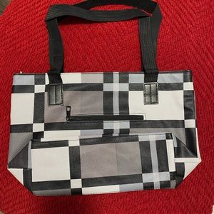 Grey checker handbag